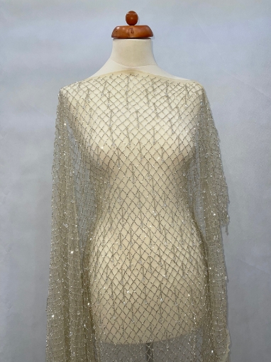 Imagine Diamond Fishnet - Broderie cu franjuri din cristale Ivory