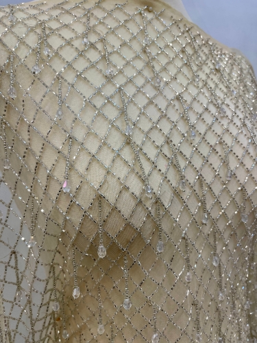 Imagine Diamond Fishnet - Broderie cu franjuri din cristale Ivory