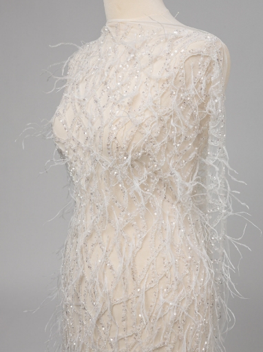 Imagine Pearl Web Feathers - Broderie cu perle si pene - white
