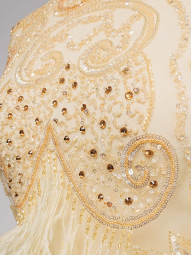 Imagine Baroque Crown - Broderie cu cristale si pene gold