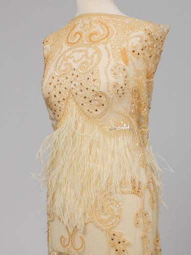 Imagine Baroque Crown - Broderie cu cristale si pene gold