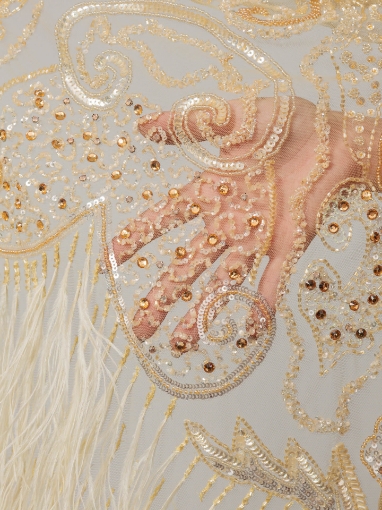 Imagine Baroque Crown - Broderie cu cristale si pene gold