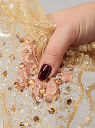 Imagine Baroque Crown - Broderie cu cristale si pene gold