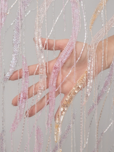 Imagine Aurora Pastel Broderie multicolora cu franjuri