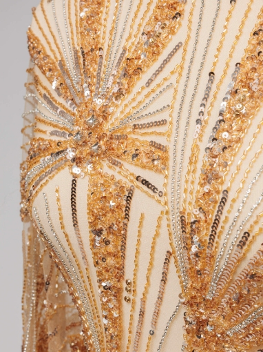 Imagine Celesse Broderie cu cristale si margele - gold whisky
