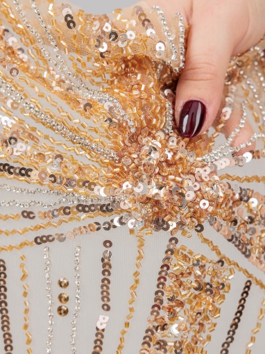 Imagine Celesse Broderie cu cristale si margele - gold whisky