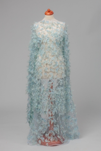Imagine Light Blue Feathers - Broderie cu pene, perle si margele blue