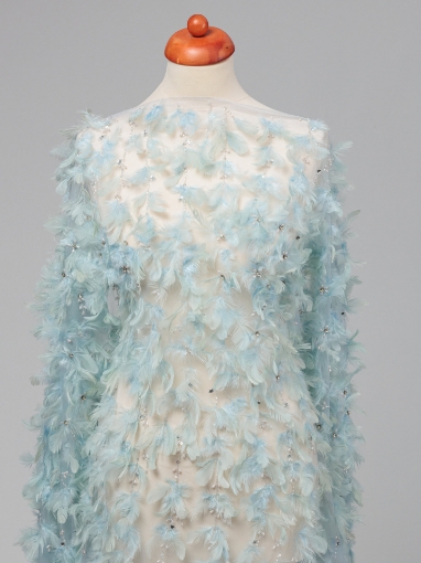 Imagine Light Blue Feathers - Broderie cu pene, perle si margele blue