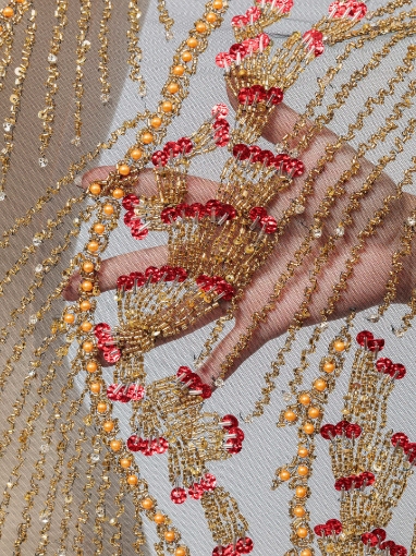 Imagine Red & Gold Stones Broderie cu margele si cristale - multicolor