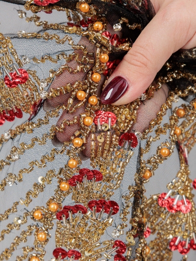 Imagine Red & Gold Stones Broderie cu margele si cristale - multicolor