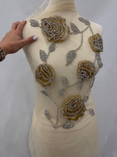 Imagine Gold Roses - Panou floral aplicatie gold&silver