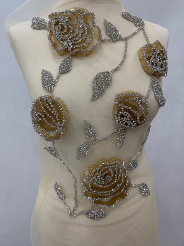 Imagine Gold Roses - Panou floral aplicatie gold&silver