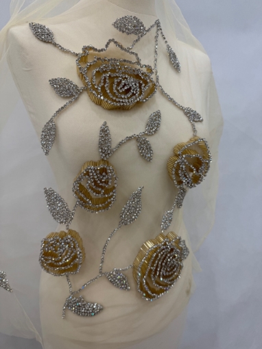 Imagine Gold Roses - Panou floral aplicatie gold&silver