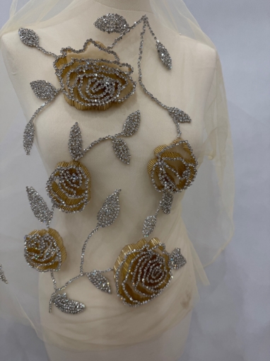 Imagine Gold Roses - Panou floral aplicatie gold&silver