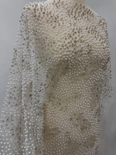 Imagine Stardust Rain Broderie cu cristale arginti si perle  - ivory