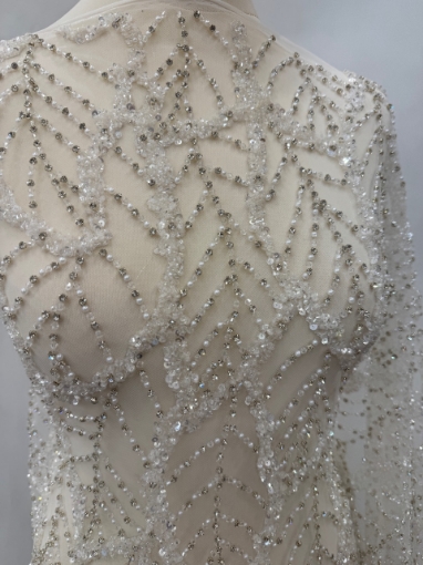 Imagine Crystal Mesh - broderie cu cristale argintii si margele - ivory