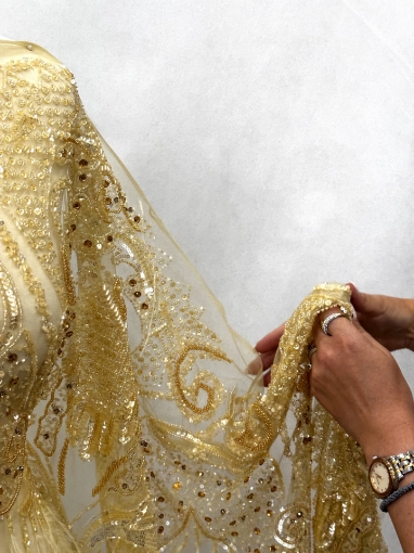 Imagine Baroque Crown - Broderie cu cristale si pene gold