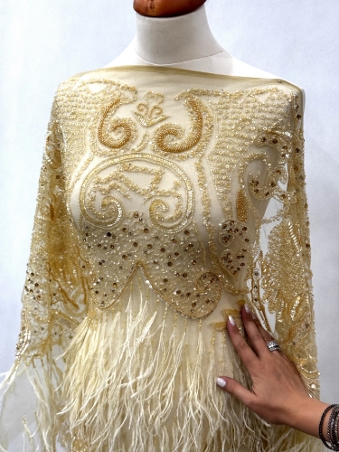Imagine Baroque Crown - Broderie cu cristale si pene gold