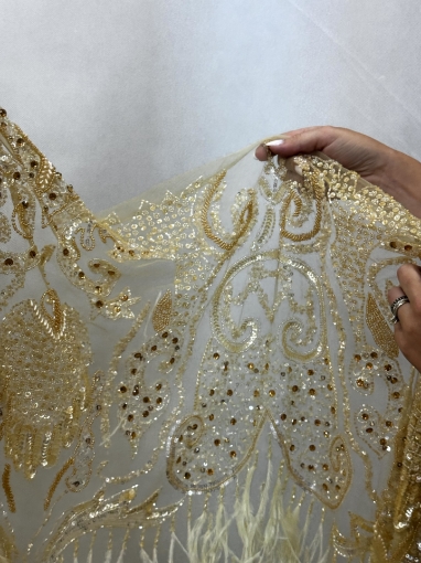 Imagine Baroque Crown - Broderie cu cristale si pene gold