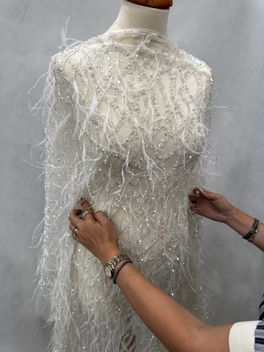 Imagine Pearl Web Feathers - Broderie cu perle si pene - white