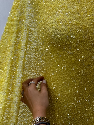Imagine Broderie tip plasa Yellow Sequins