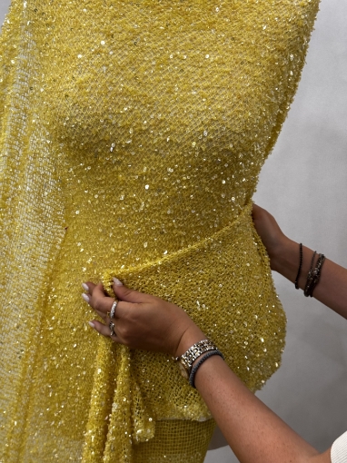 Imagine Broderie tip plasa Yellow Sequins
