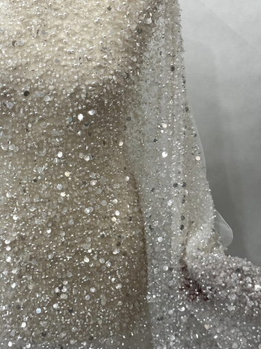 Imagine Pearl Glam Broderie cu margele, perle si paiete - white