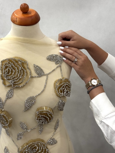 Imagine Gold Roses - Panou floral aplicatie gold&silver