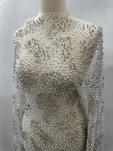 Imagine Stardust Rain Broderie cu cristale arginti si perle  - ivory
