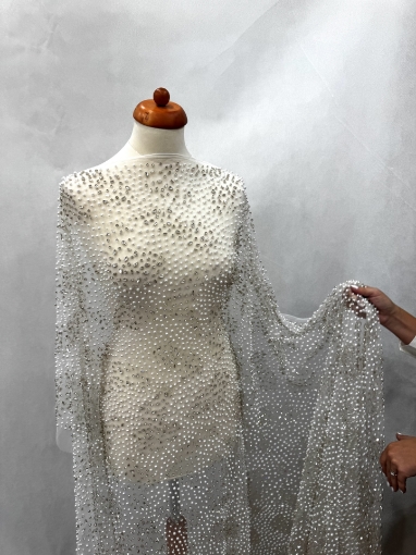 Imagine Stardust Rain Broderie cu cristale arginti si perle  - ivory