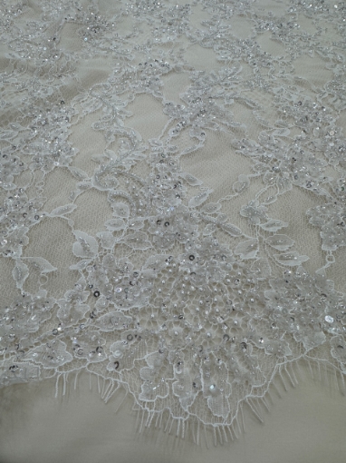 Imagine Bridal Orchids - Dantela brodata cu perle si margele - white