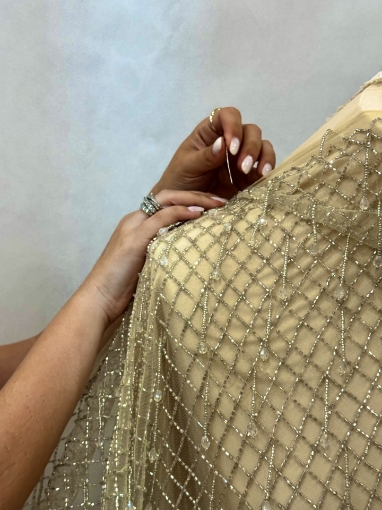 Imagine Diamond Fishnet - Broderie cu franjuri din cristale Ivory